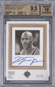 2008-09 Ultimate Collection "Prototypical Portraits" #PPMJ Michael Jordan Signed Card (#02/25) – BGS GEM MINT 9.5/BGS 10 